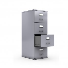4 Drawer File Cabinet, 15 x 52 x 25, Grey